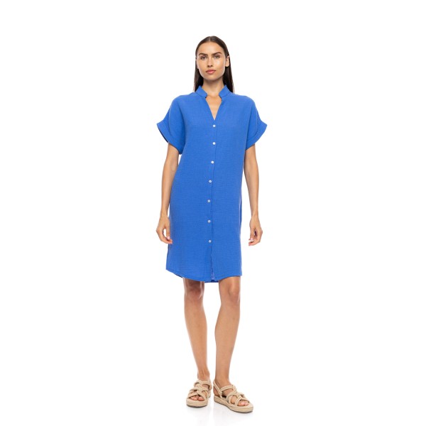 DRESS BUTTONED SUMMER NIGHTS - S - Indigo Blue
